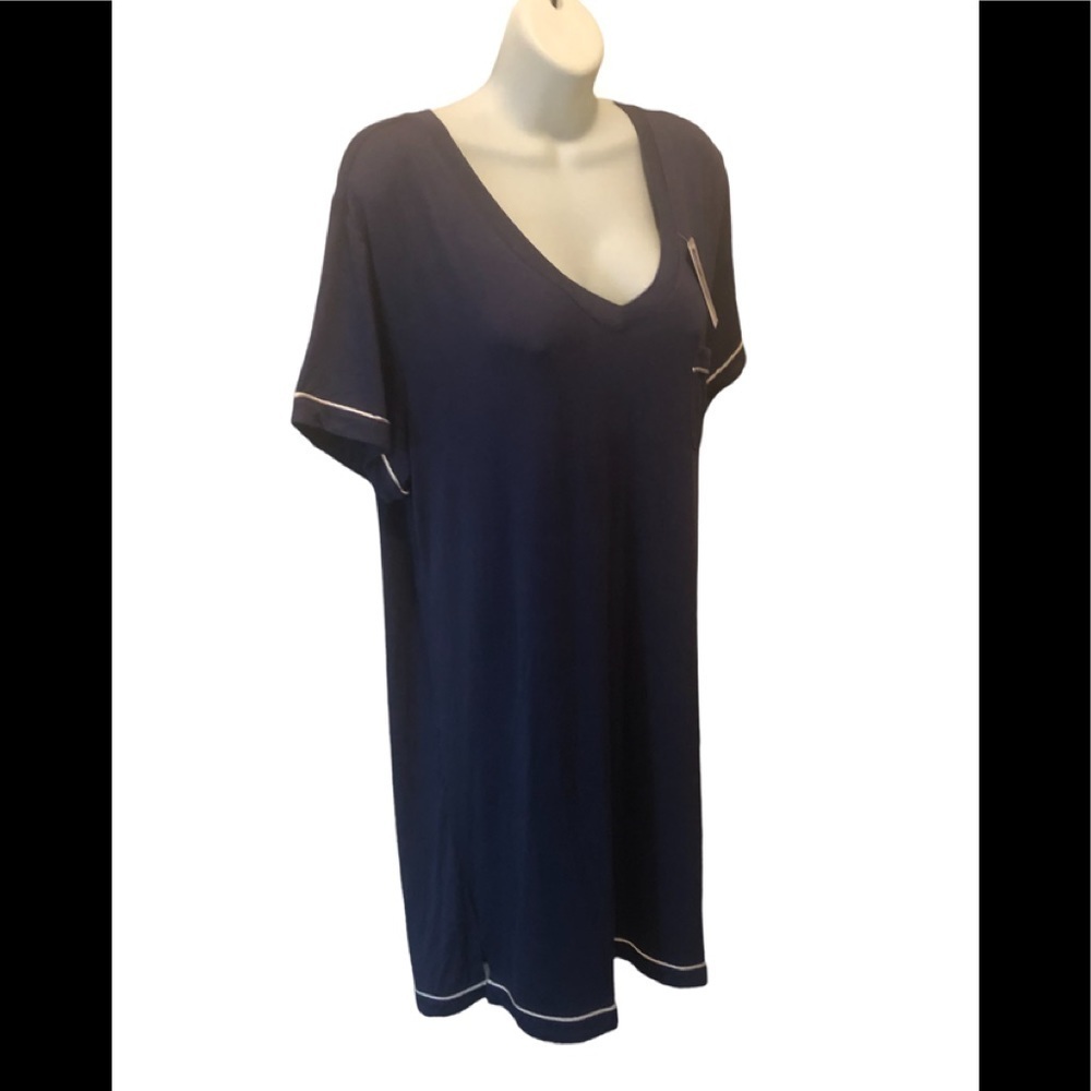 Honey Dew SS Night Shirt Soft Knit  V Neck Navy Size XXL 16/18 Lounge Sleep